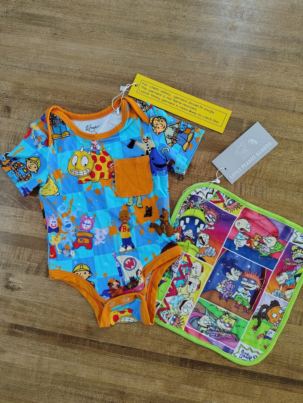 WEIWEI Cartoon Short-Sleeve One-Piece BAMBOO Romper & LITTLE PEANUT BAMBOO Lovey